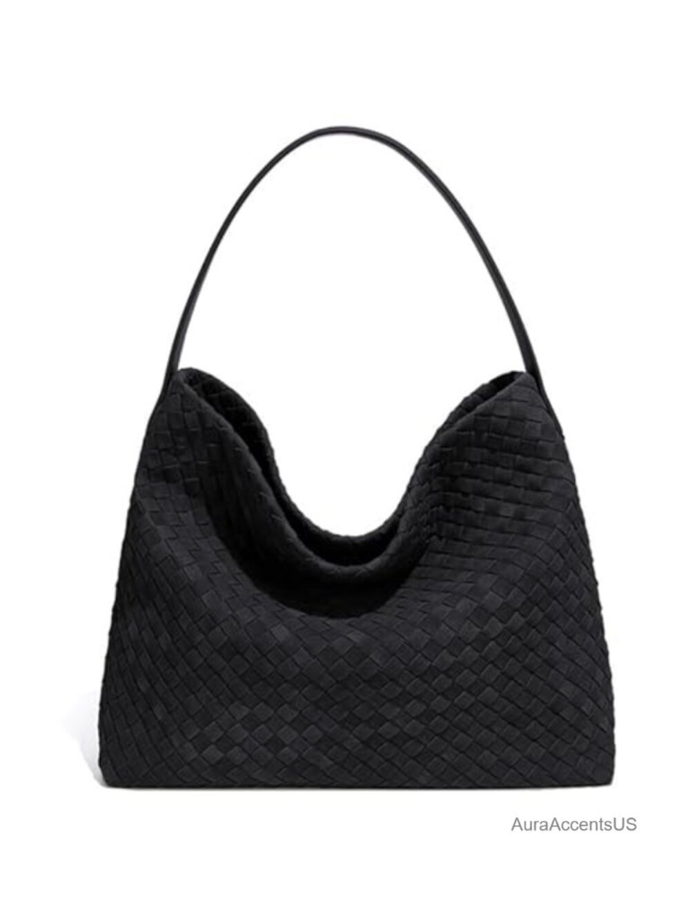 Woven Suede Hobo Bag Slouchy Shoulder Tote Crossbody Strap Work Travel